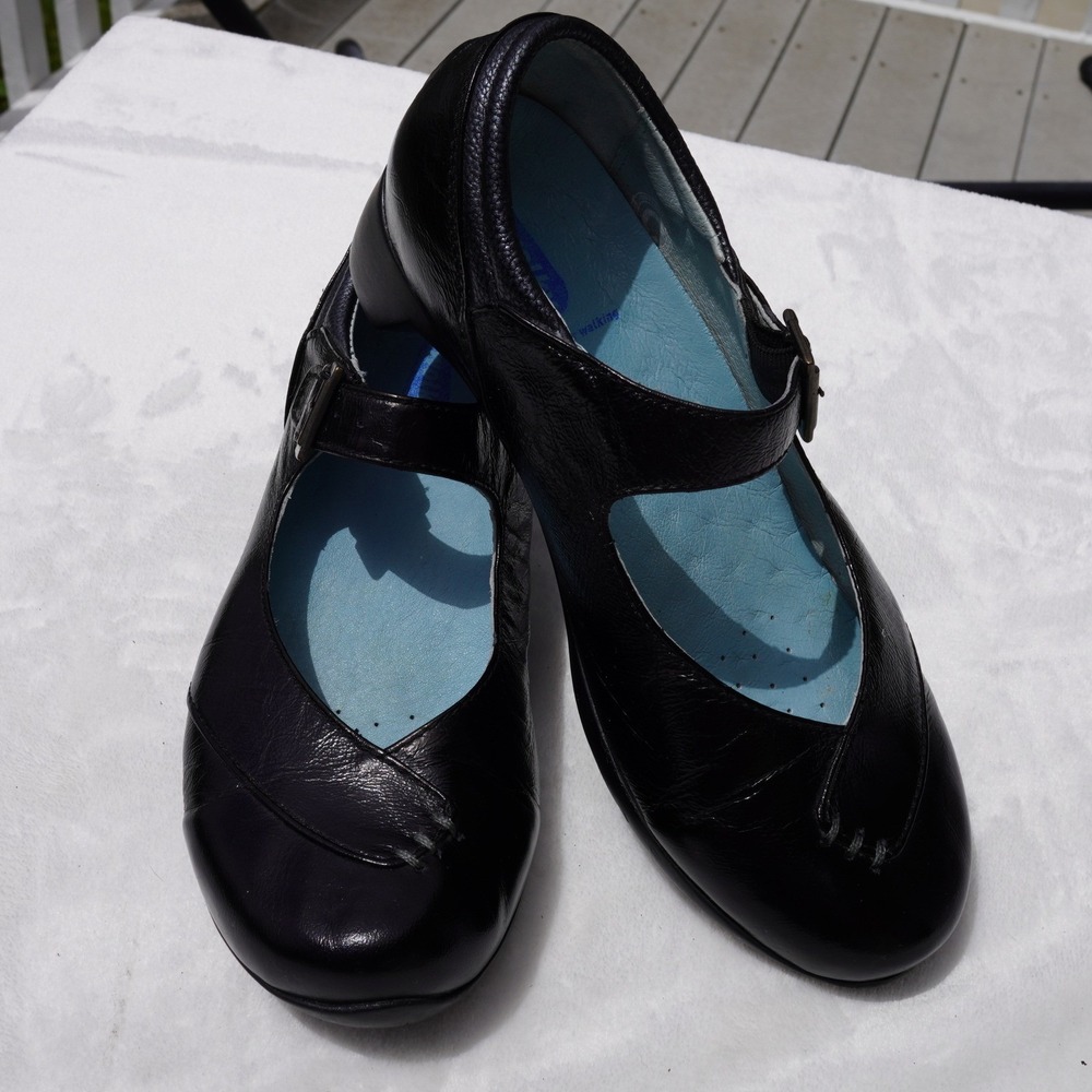 Wolky Black Leather Mary Jane Comfort Dress Shoes Womens Orthopedic Size 40 9.5‎